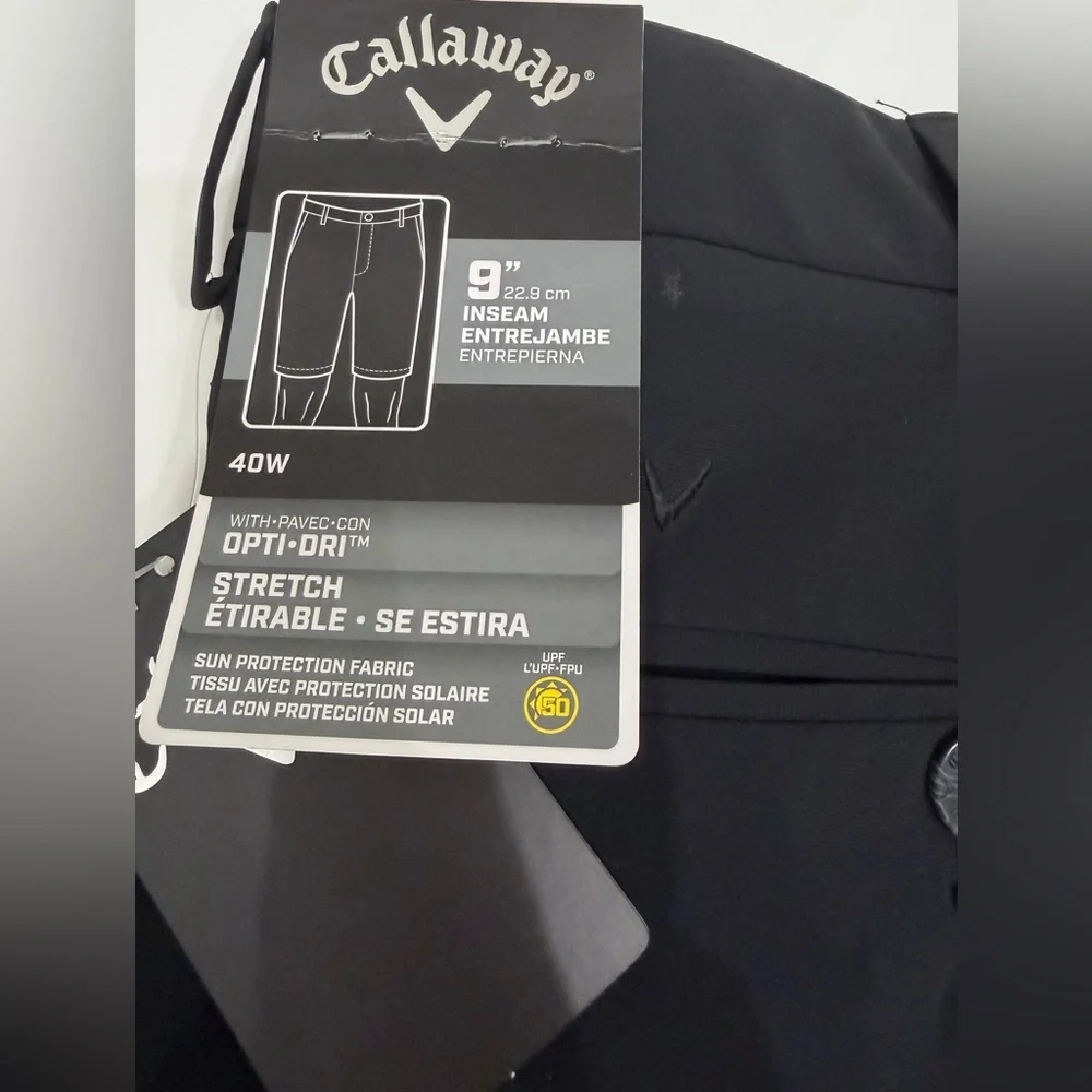 Callaway Men's Opti-Dri‎ Stretch Golf Shorts Black Sz 40 Inseam 9” NWT